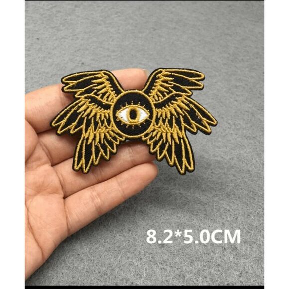 Other - NWOT Golden Eyeball with Wings Applique Patch - 3" x 2"